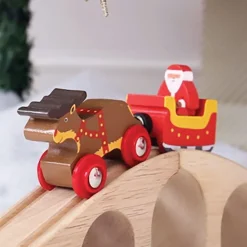 Outlet Bigjigs Christmas Santa Sleigh with Reindeer Model Figures|Trains And Vehicles