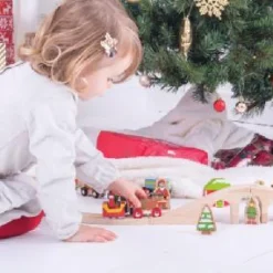 Outlet Bigjigs Christmas Santa Sleigh with Reindeer Model Figures|Trains And Vehicles