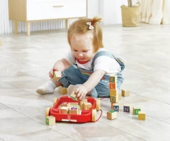 Pull Along Wooden Cart with Stacking Blocks Pre School|Pre School