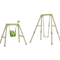 Online Forest Acorn Growable Wooden Swing Set with FoldAway swing seat and single swing seat Pre School|Swings