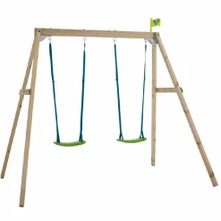 Discount Forest Double Wooden Swing Frame with Seats Swings|Swings