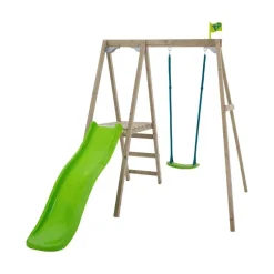 Hot Forest Multiplay Single Wooden Swing & Slide Set Swings|Slides